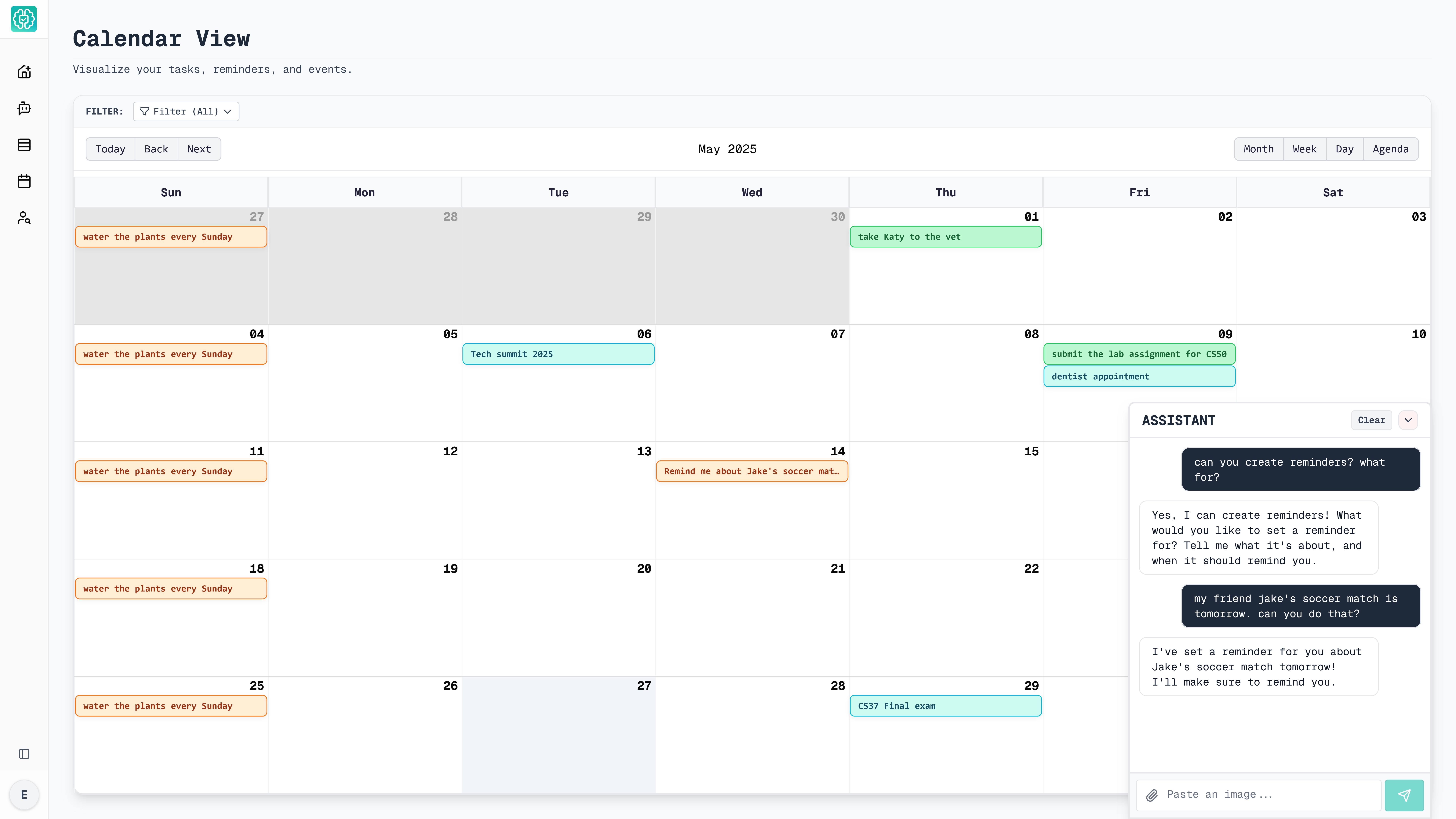 Clearo calendar view screenshot
